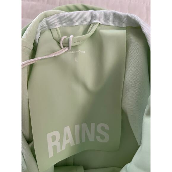 RAINS Unisex Waterproof Rain Jacket With Hood in Mineral color in Size L NWT - Picture 9 of 11